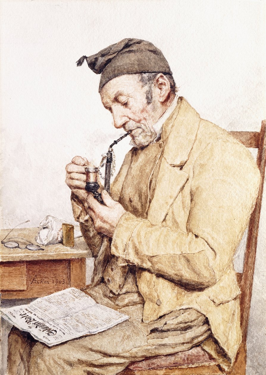 Avô com cachimbo, 1903 de Albert Anker