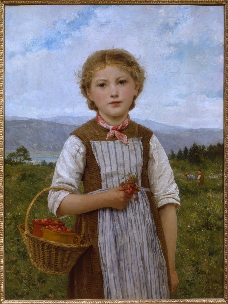 Rapariga com morangos de Albert Anker
