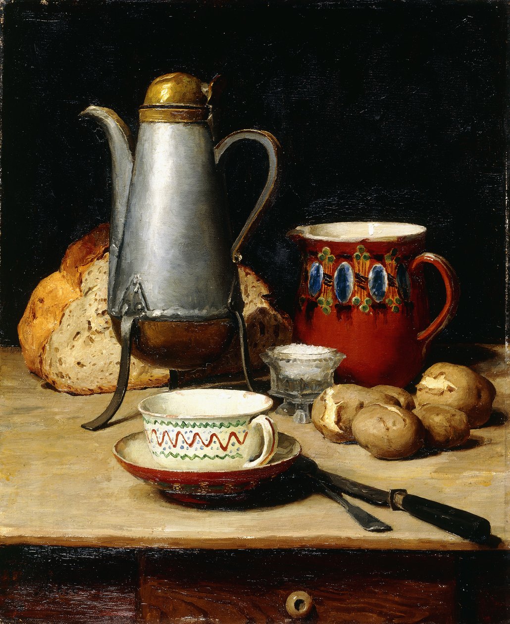 Ainda vida: café e batatas, 1897 de Albert Anker