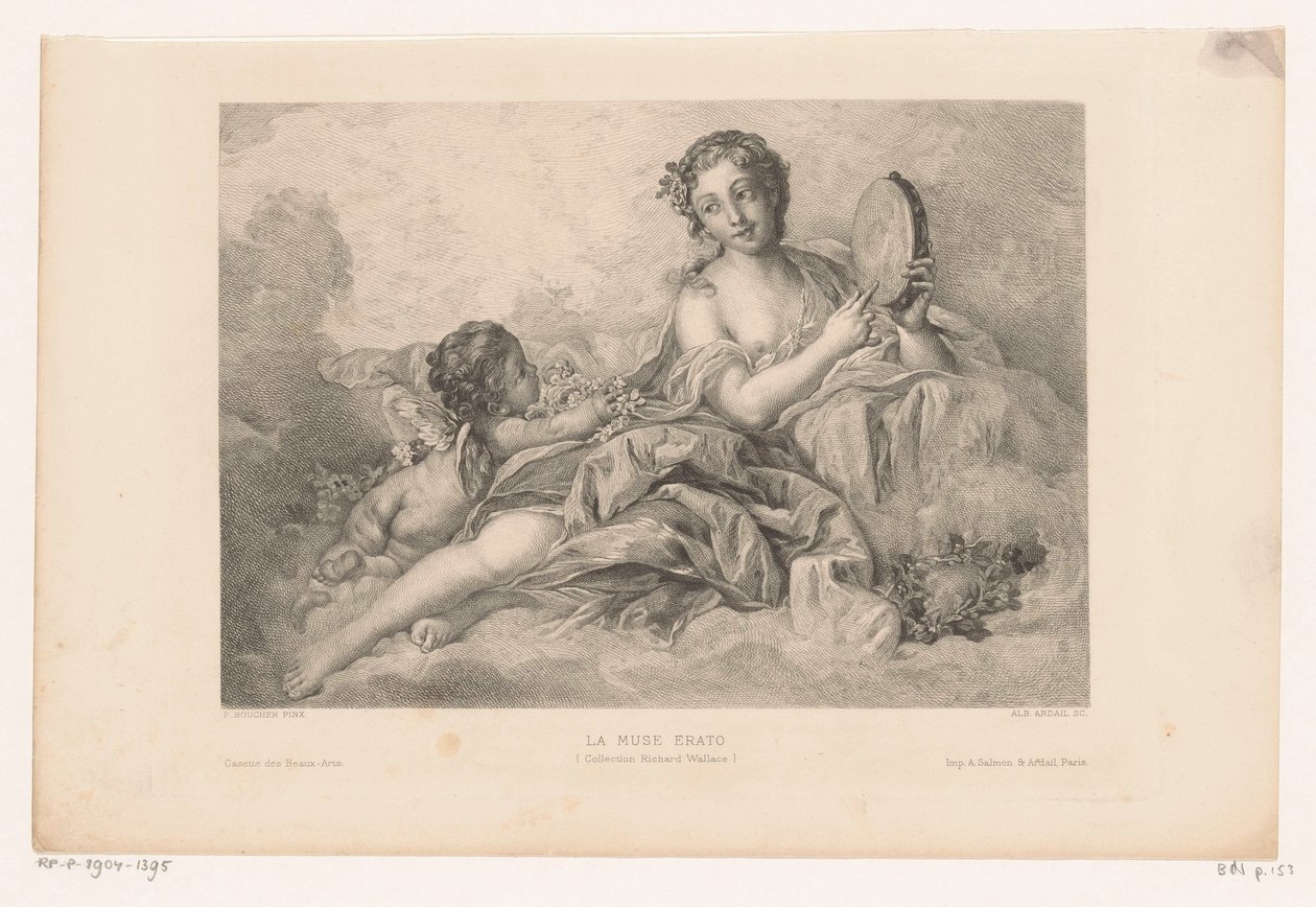 Musa Erato com putto e pandeiro La muse Erato (Coleção Richard Wallace) (título no objeto) de Albert Ardail