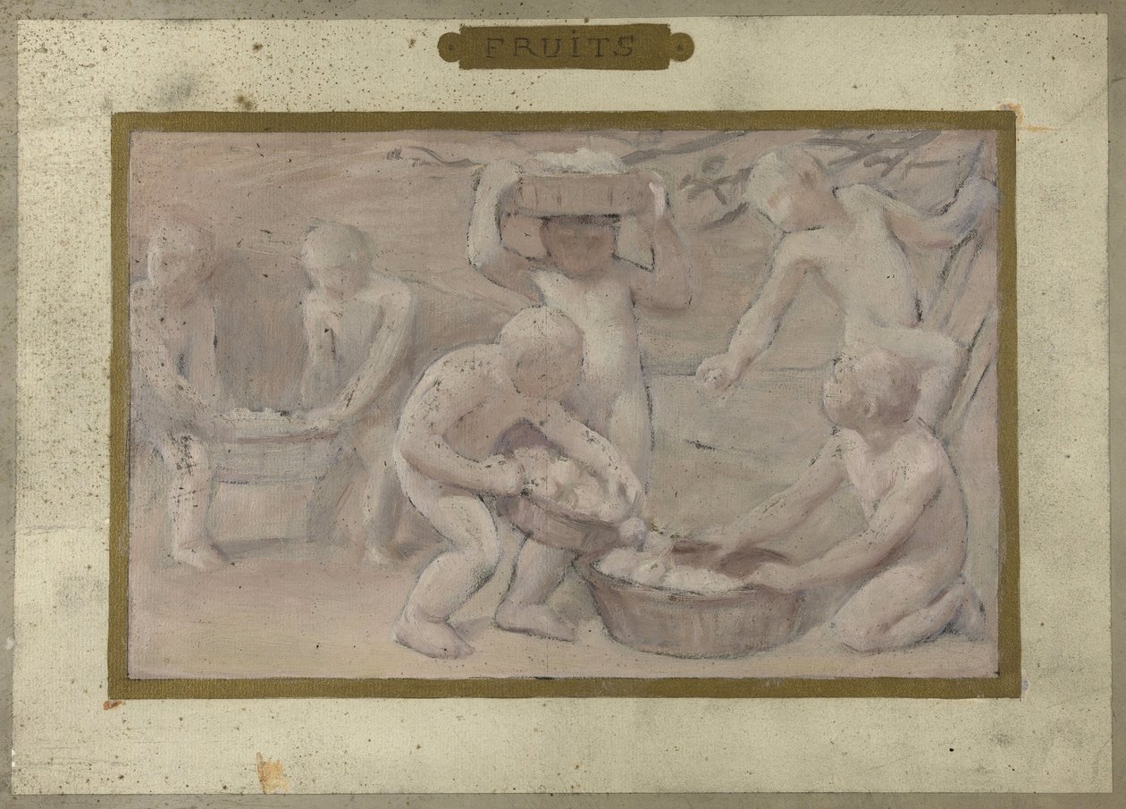 Esboço para a Salle des Fêtes do Hôtel de Ville de Paris: Frutas, entre 1889 e 1895 (óleo sobre papel) de Albert Aublet