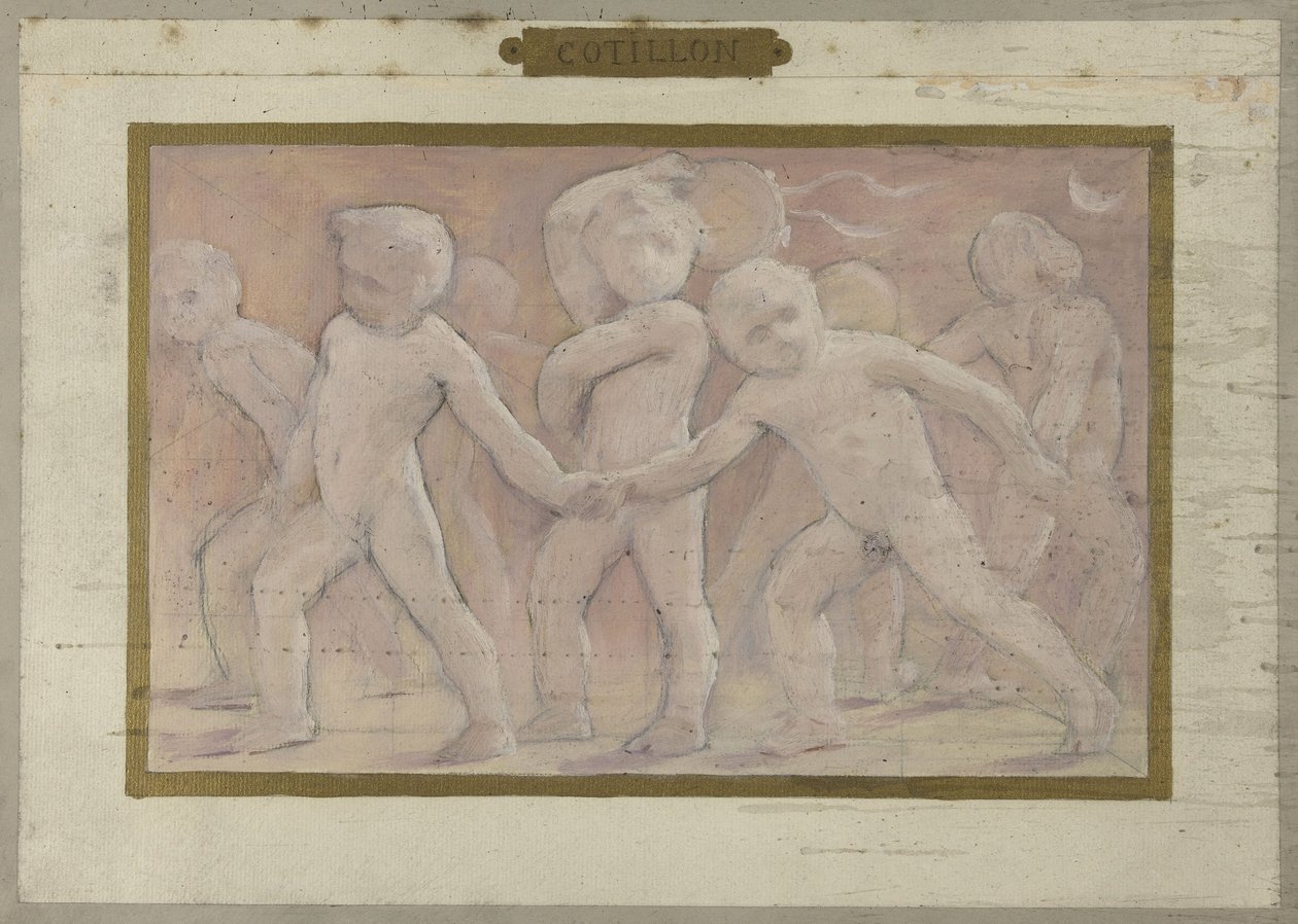 Esboço para a Salle des Fêtes no Hôtel de Ville em Paris: Cotillons, entre 1889 e 1895 (óleo) de Albert Aublet
