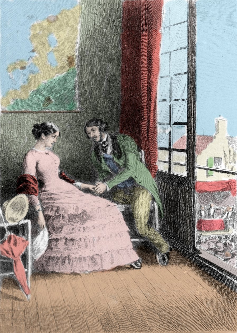 Ilustração do romance "Madame Bovary" de Gustave Flaubert (1821-1880). Ilustração de Albert Fourie (1854-1937). de Albert Auguste Fourie