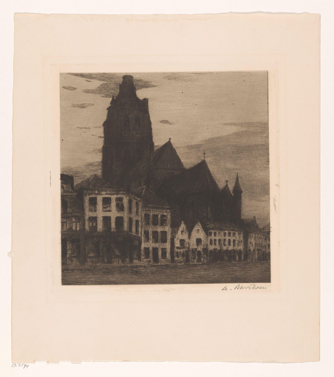 Vista da Igreja de Santa Walburga em Oudenaarde de Albert Baertsoen (signed by artist)