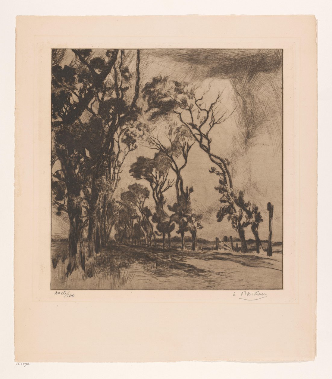 Paisagem com avenida em direcção a Ostende de Albert Baertsoen (signed by artist)