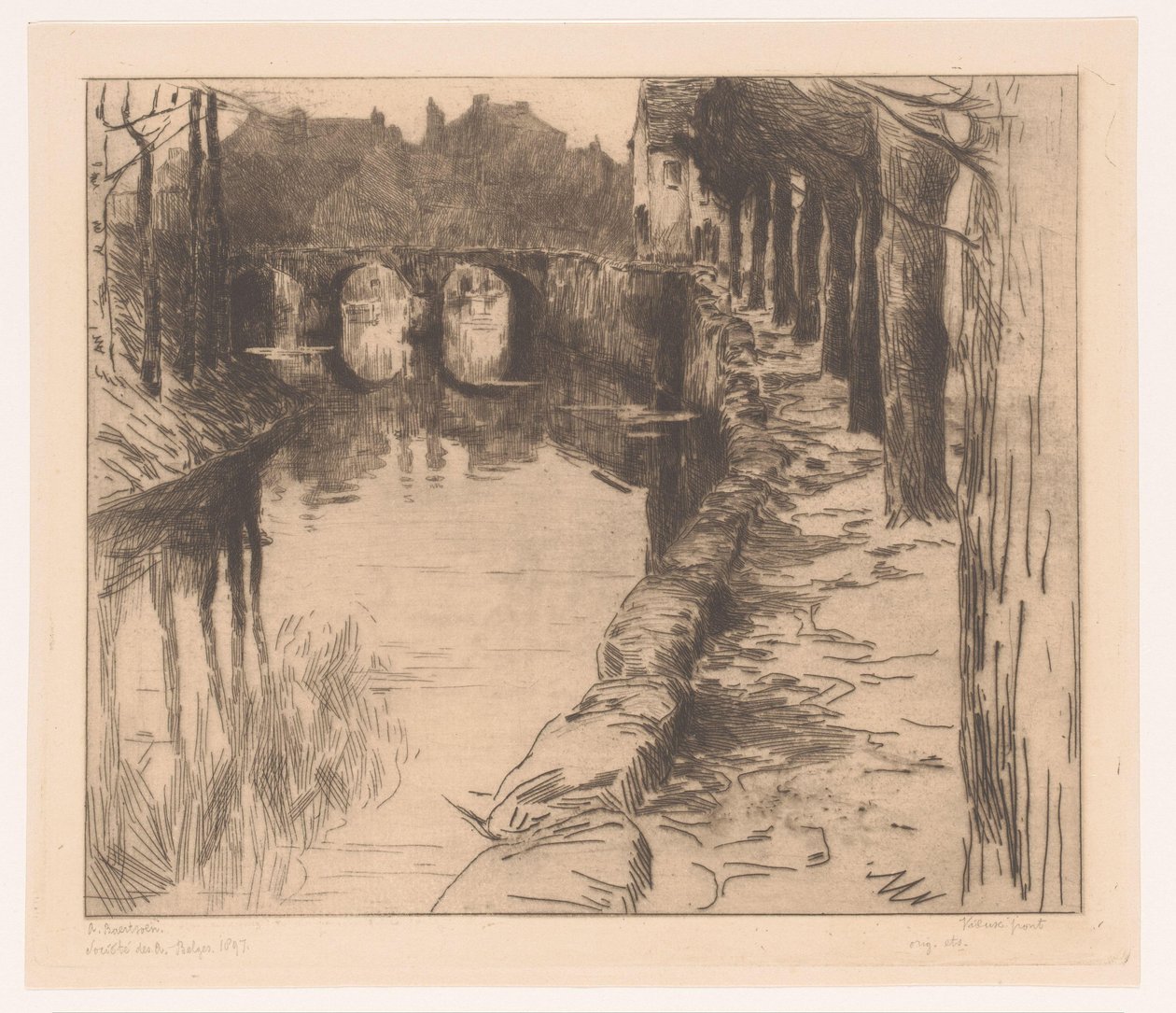 Ponte velha sobre um canal em Diksmuide Vieux Pont (título no objeto) Ponte velha em Diksmuide de Albert Baertsoen