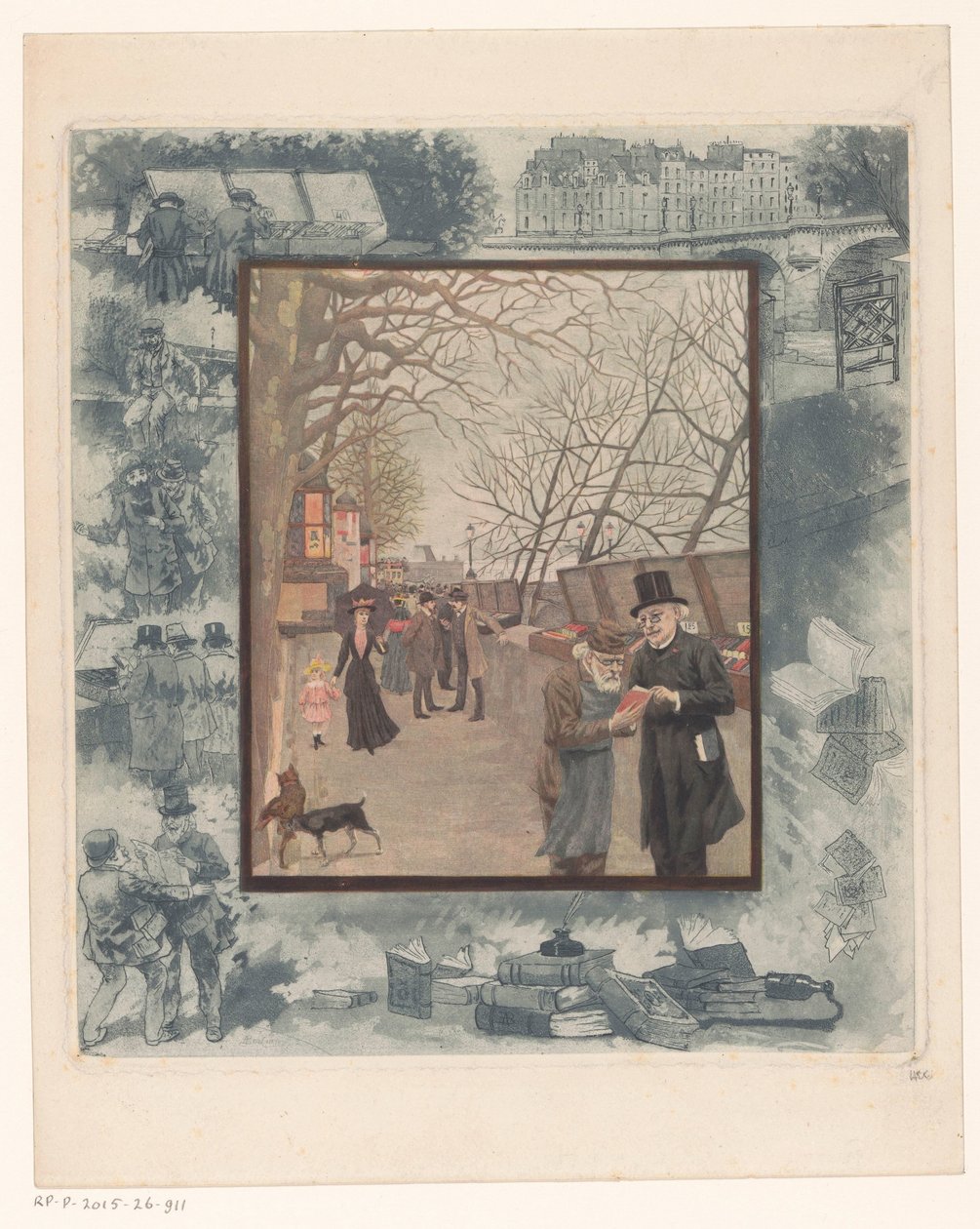 Barracas de livros em um cais em Paris de Albert Bertrand