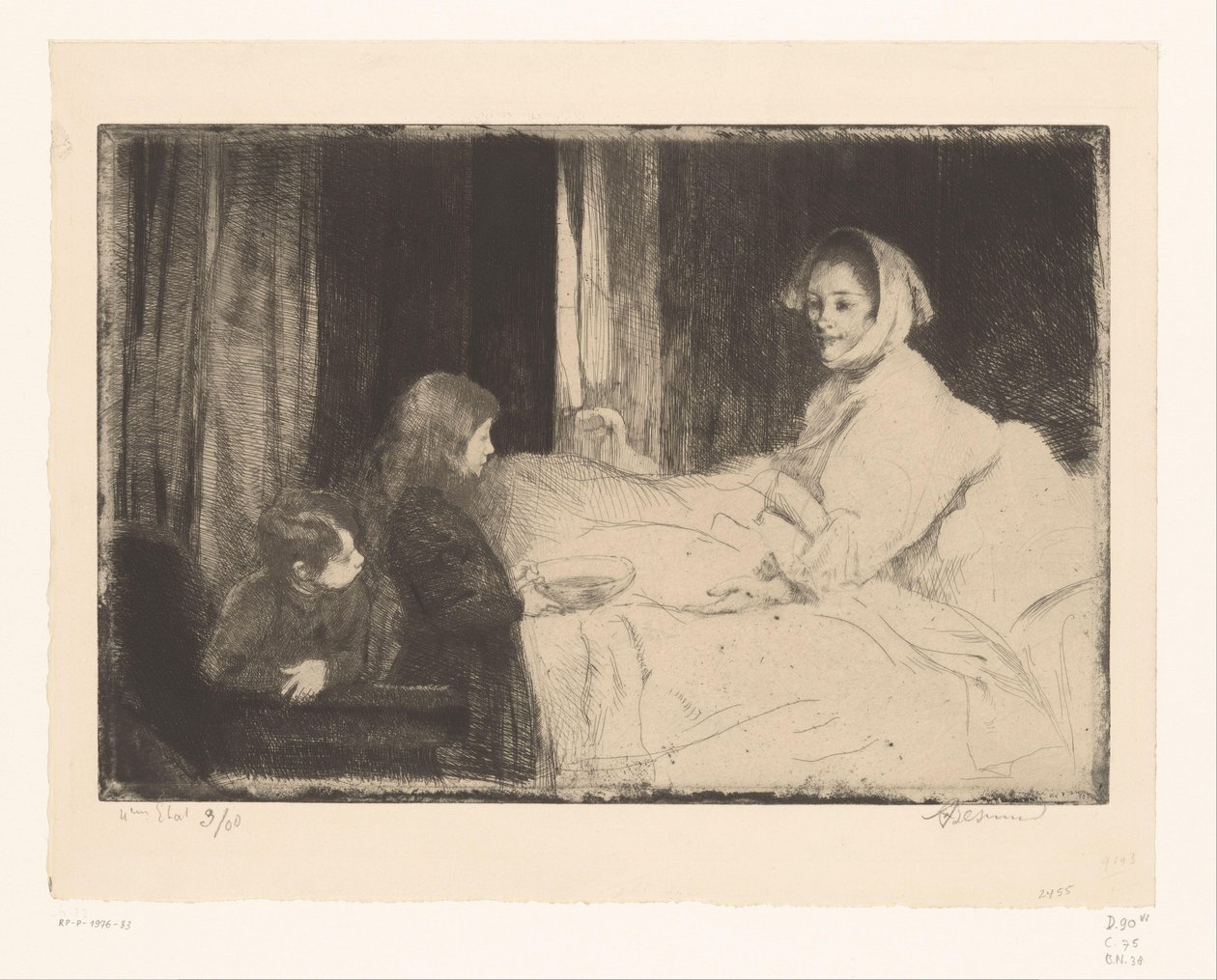 Crianças ao lado da mãe de Albert Besnard (signed by artist)