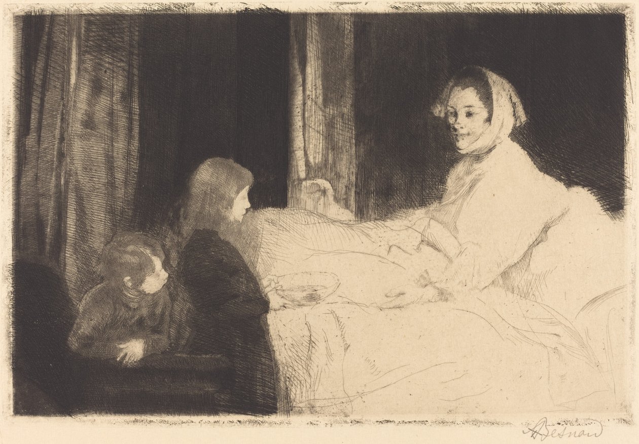 A Mãe Doente (La mère malade) de Albert Besnard
