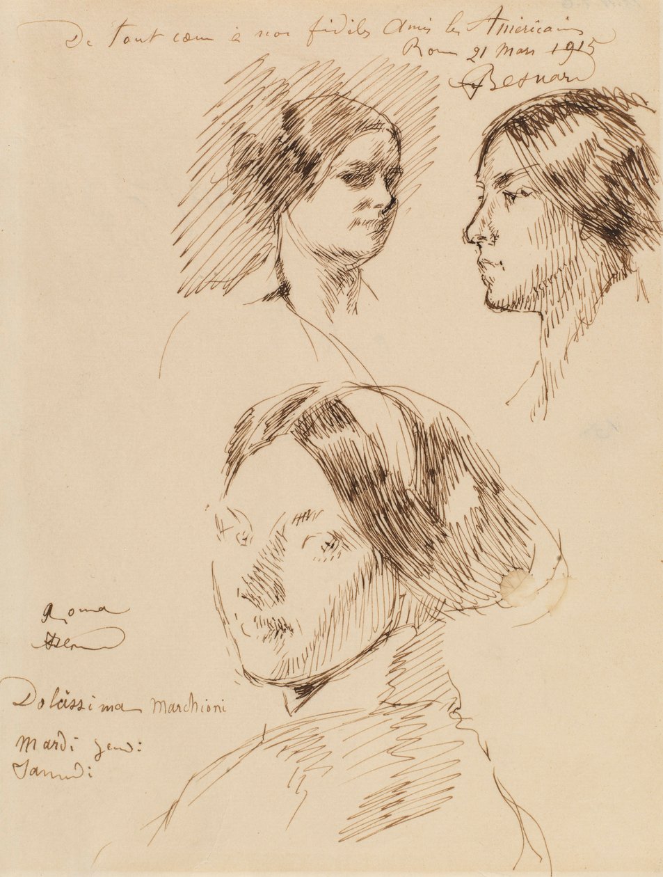 Três cabeças de retrato de uma mulher de Albert Besnard