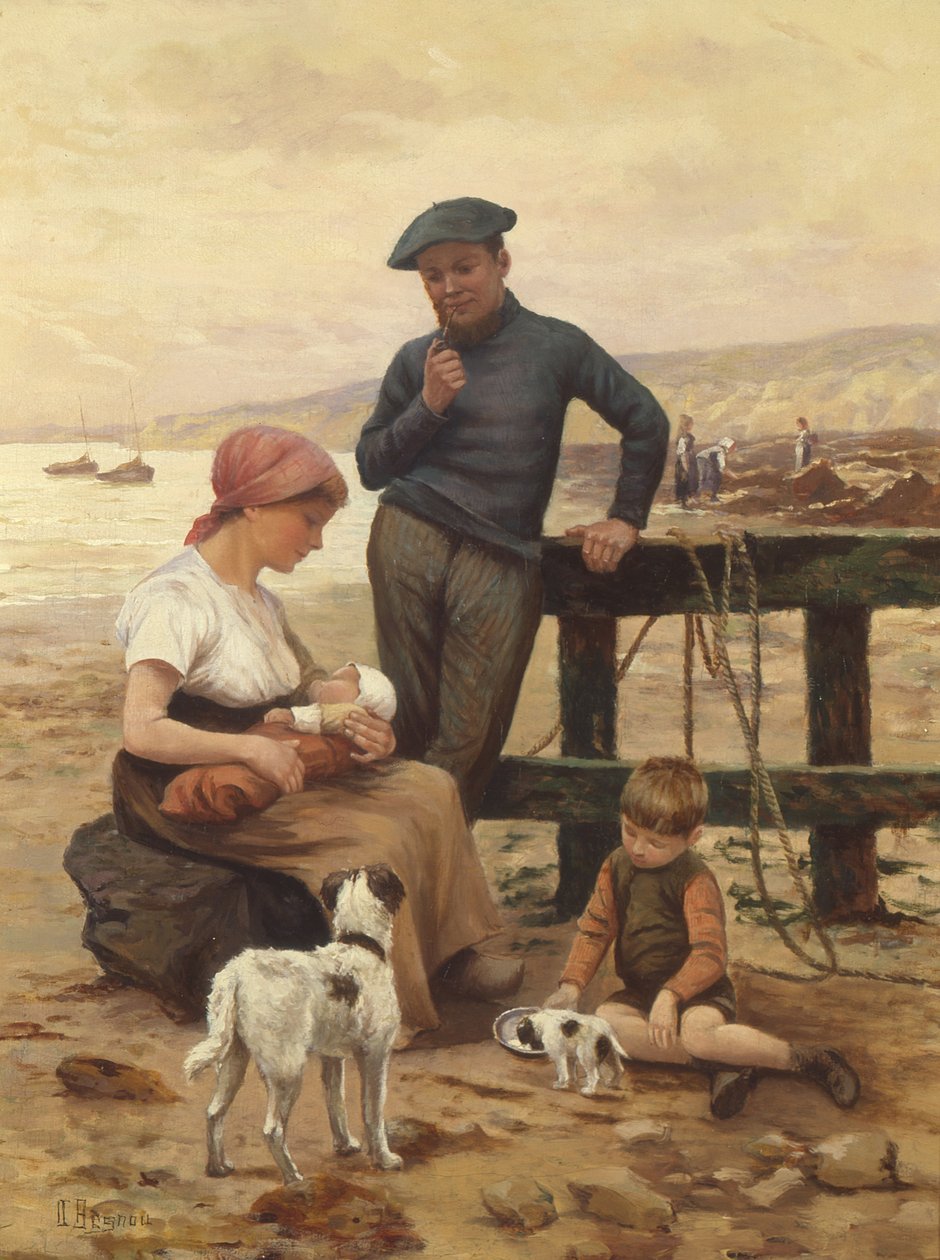 Um pescador e sua família de Albert Besnou