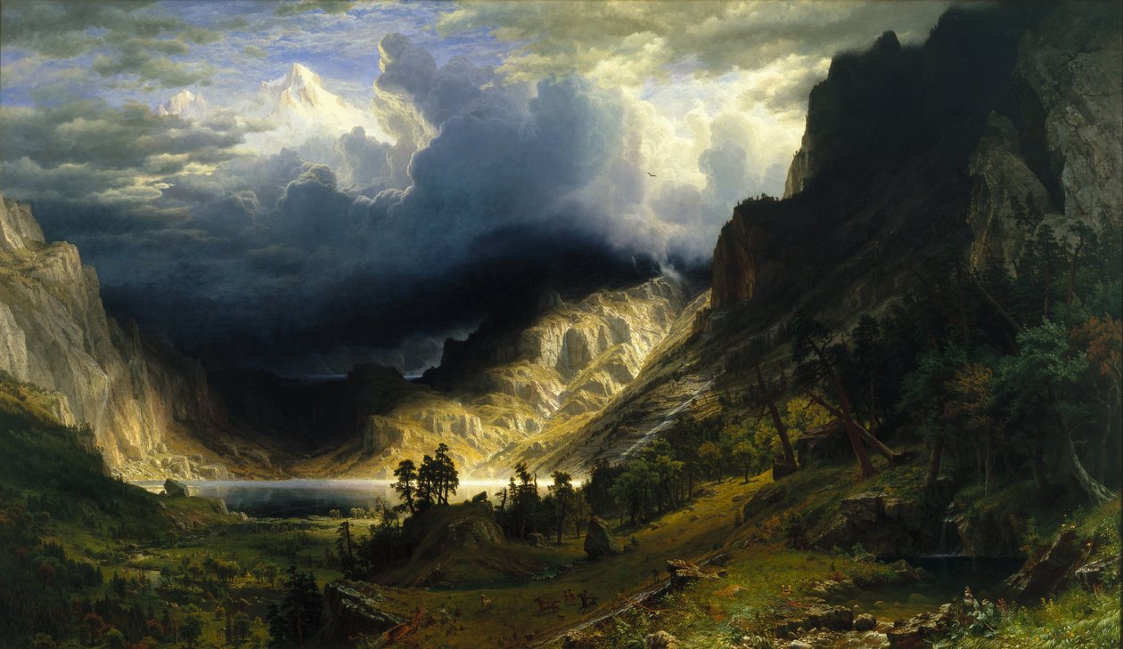 Uma tempestade nas Montanhas Rochosas, Monte Rosalie de Albert Bierstadt
