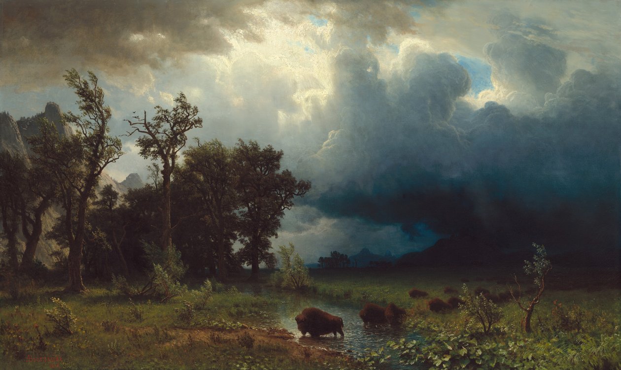 Buffalo Trail: A tempestade iminente de Albert Bierstadt
