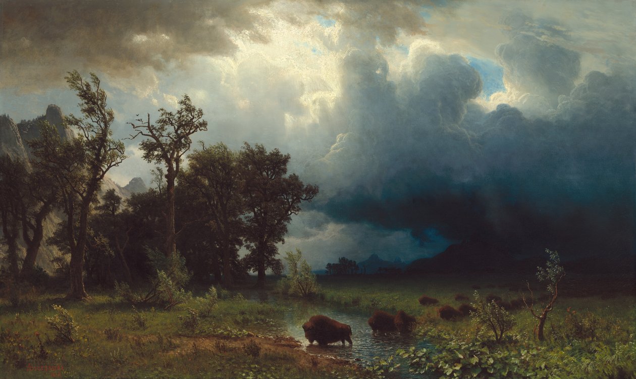 Buffalo Trail: A tempestade iminente de Albert Bierstadt