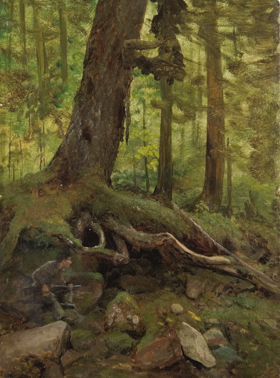 Caçador nas Montanhas Brancas perto de Glen House (pormenor) de Albert Bierstadt