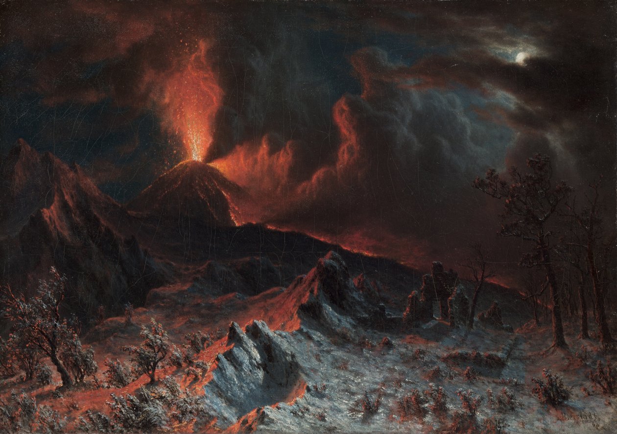 O Monte Vesúvio à meia-noite de Albert Bierstadt