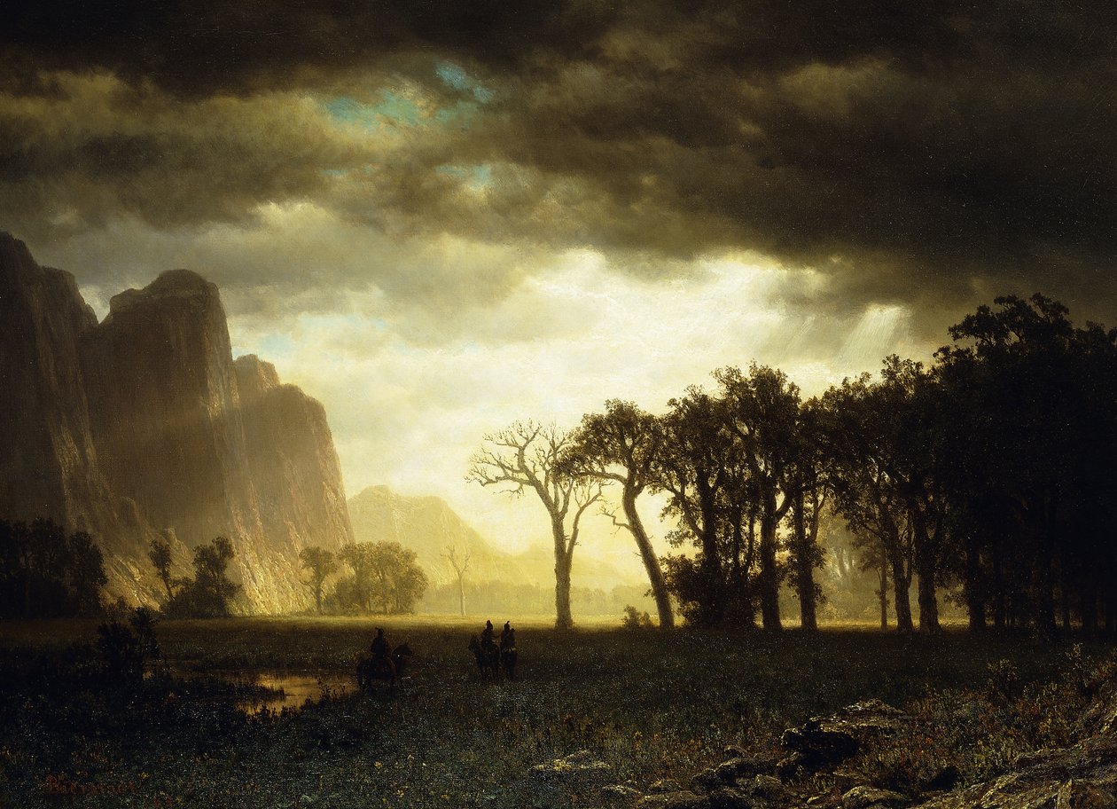 Passando a tempestade em Yosemite, 1865 de Albert Bierstadt
