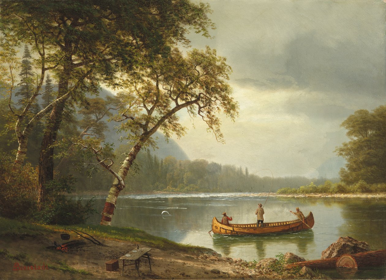 Pesca de salmão no rio Caspapediac de Albert Bierstadt