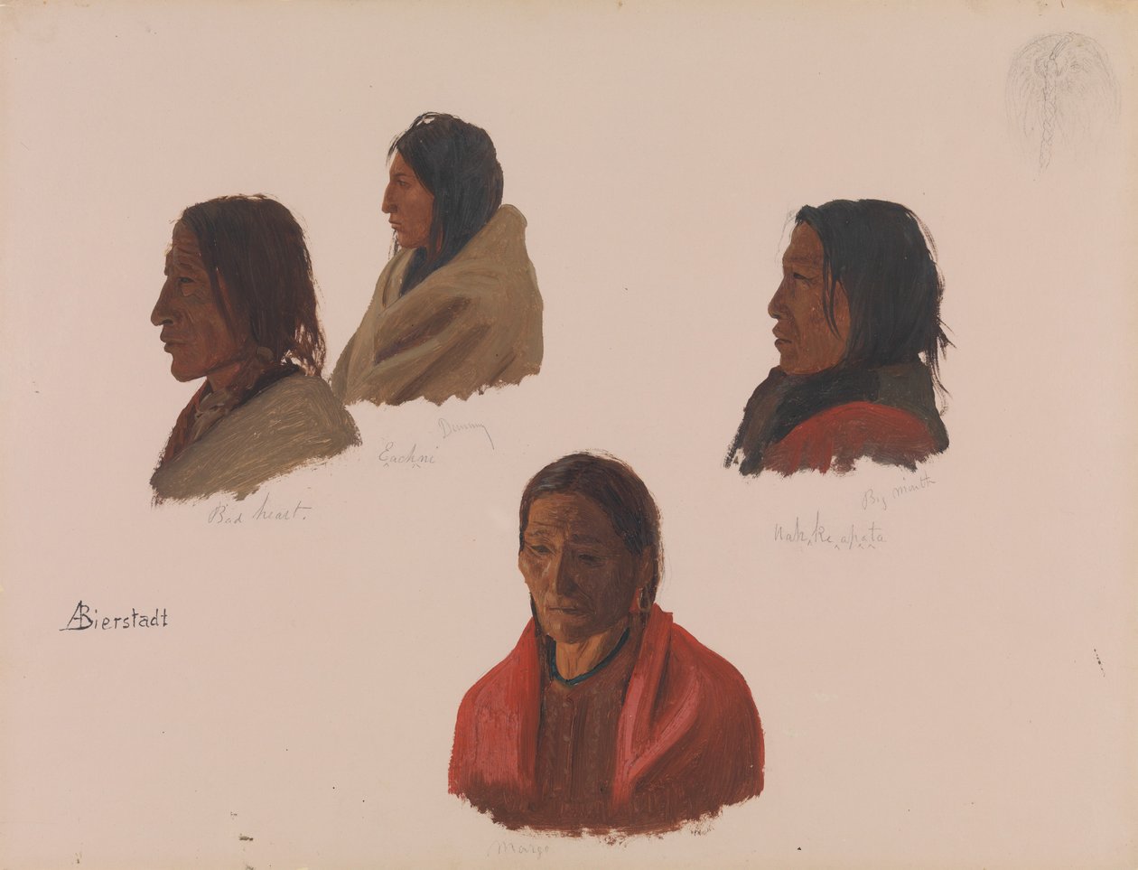 Estudos de chefes indianos feitos em Fort Laramie, ca. 1859 de Albert Bierstadt