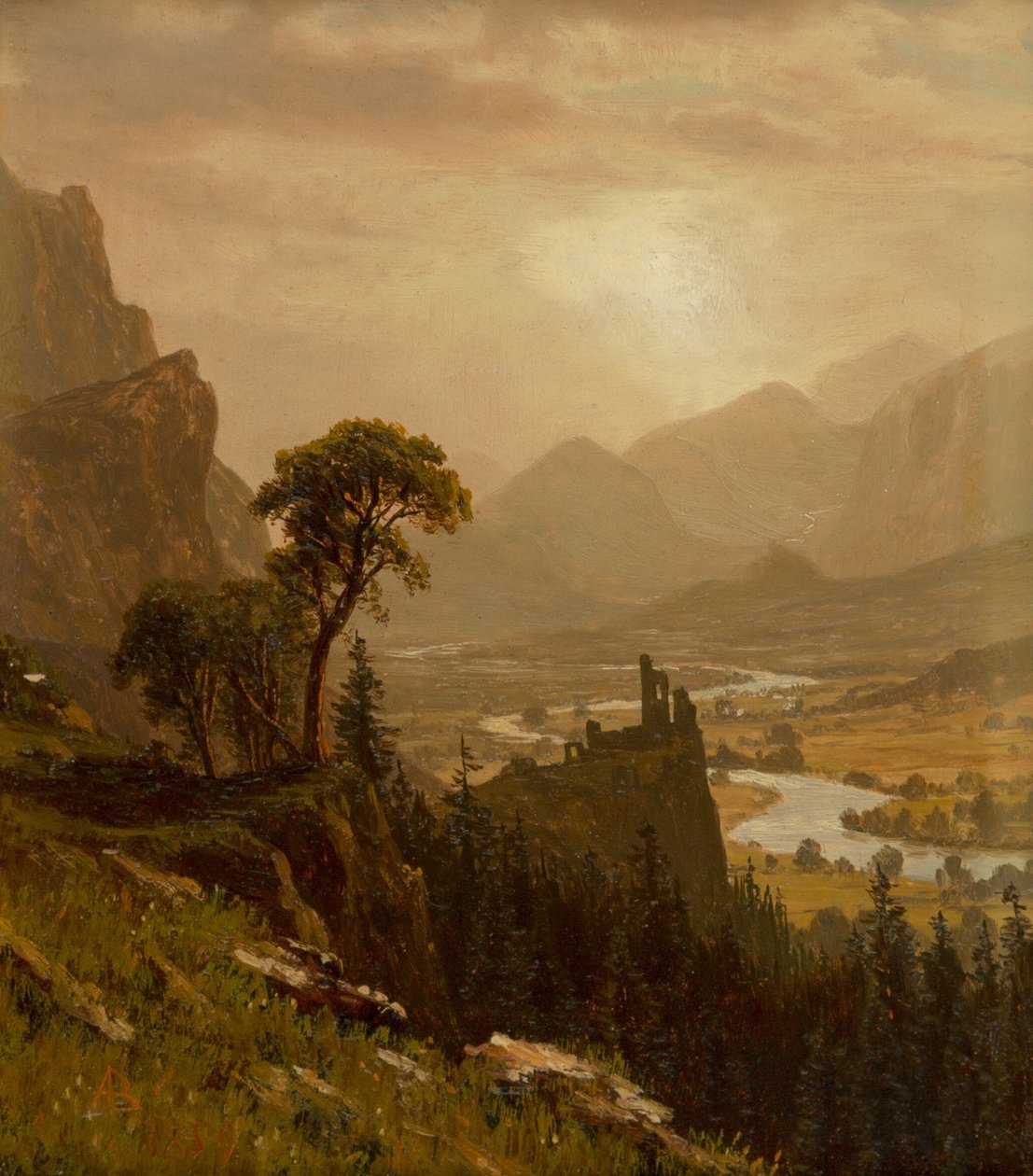 Pôr do sol na montanha de Albert Bierstadt