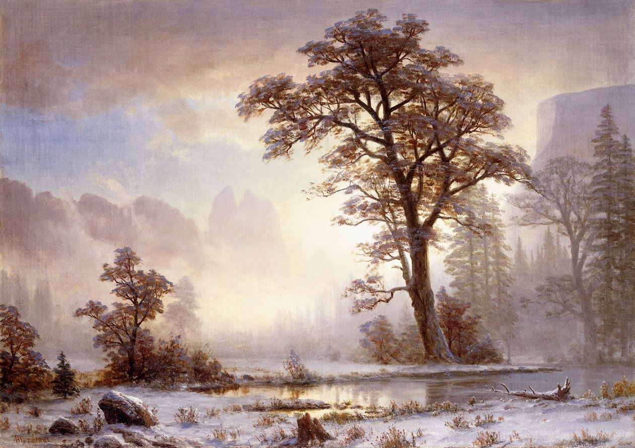 Vale do Yosemite - queda de neve, de Albert Bierstadt