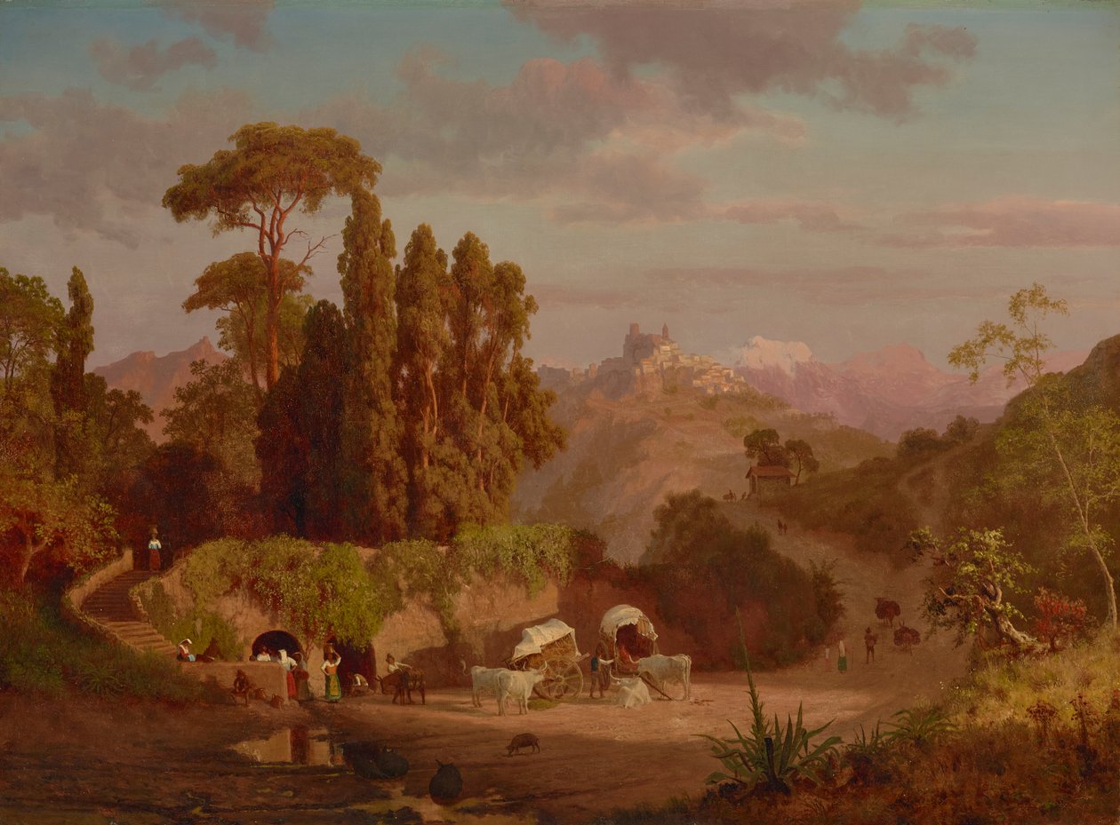 Vista de Subiaco, Itália 1859 (óleo sobre tela) de Albert Bierstadt