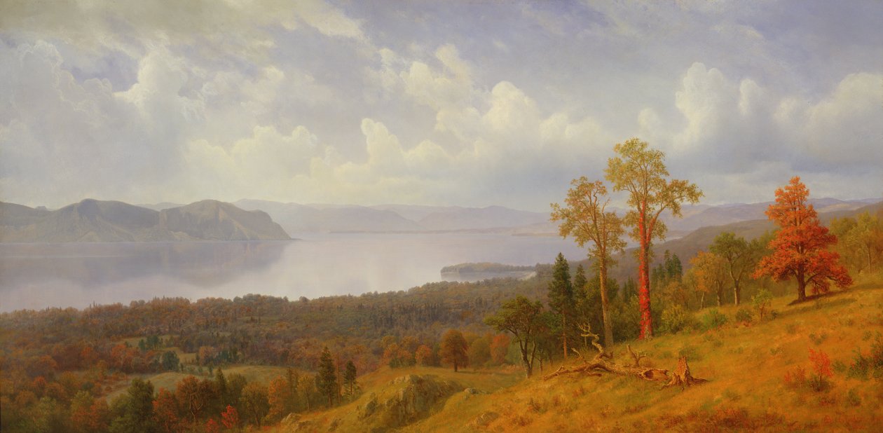Vista, ligado, a, hudson, olhar, através, a, Tappen, Zee, para, gancho, montanha, 1866 de Albert Bierstadt
