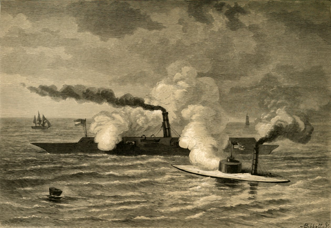 Ataque do Monitor no Merrimack, 1878. de Albert Bobbett