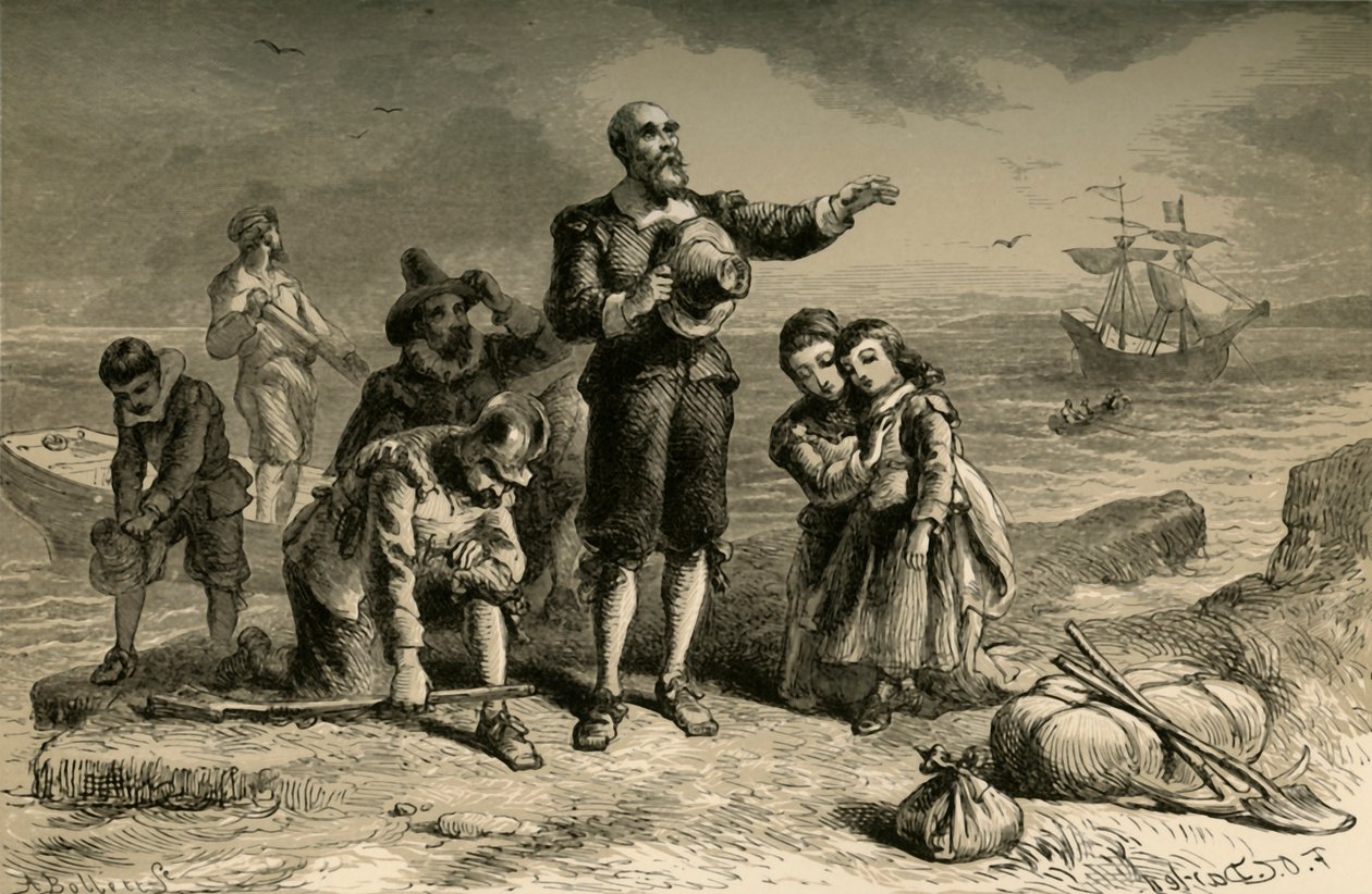 Aterragem dos peregrinos, 1877. de Albert Bobbett