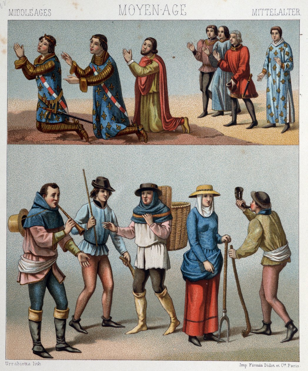 Roupas Civis na Idade Média - em "O traje histórico" de Racinet de Albert Charles August Racinet