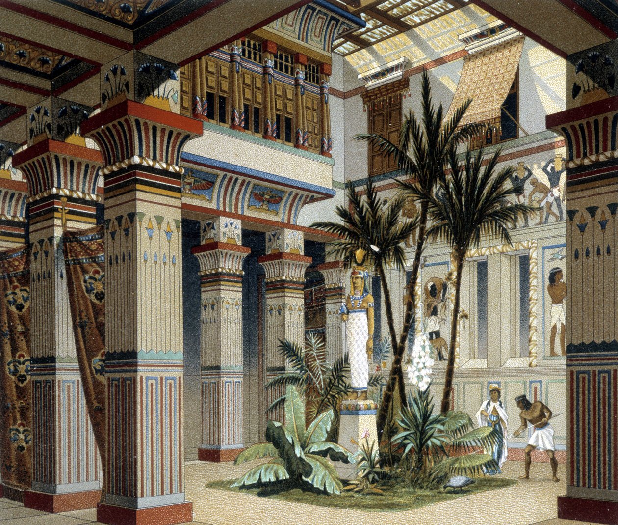 Palácio Egípcio em "O traje histórico" de Racquet 1888 de Albert Charles August Racinet