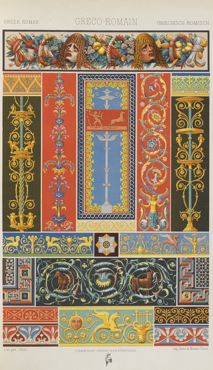 Greco-Roman, placa 9 de "Ornamento Policromático": Cem Placas em Ouro, Prata e Cores