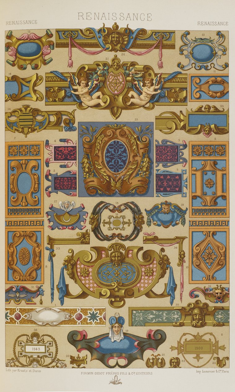 Renascença, placa 58 de "Ornamento Policromático": Cem Placas em Ouro, Prata e Cores