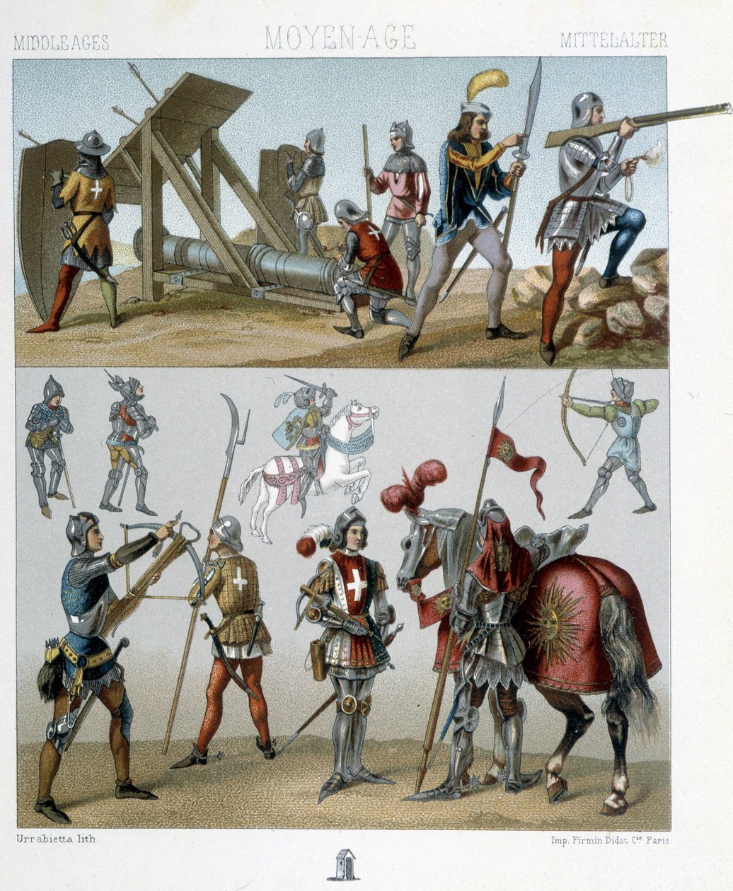Guerreiros no século XV - em "O traje histórico" de Racinet de Albert Charles August Racinet