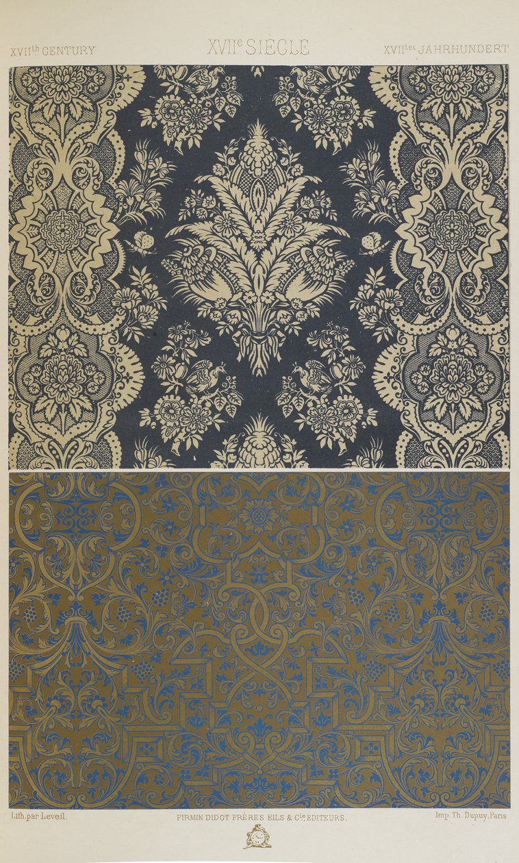 Século XVII, placa 85 de "Ornamento Policromático": Cem Placas em Ouro, Prata e Cores". de Albert Charles August Racinet