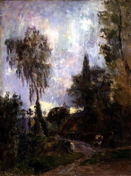 Uma estrada em Hondouville (petróleo sobre tela) de Albert Charles Lebourg
