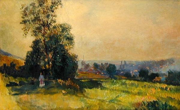 Uma Jovem na Paisagem (óleo sobre tela) de Albert Charles Lebourg