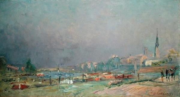 Na margem do rio (óleo sobre tela) de Albert Charles Lebourg