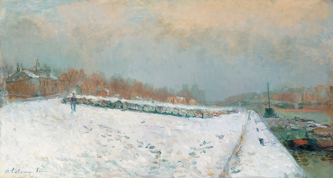 Porto de Bercy, no inverno de Albert Charles Lebourg