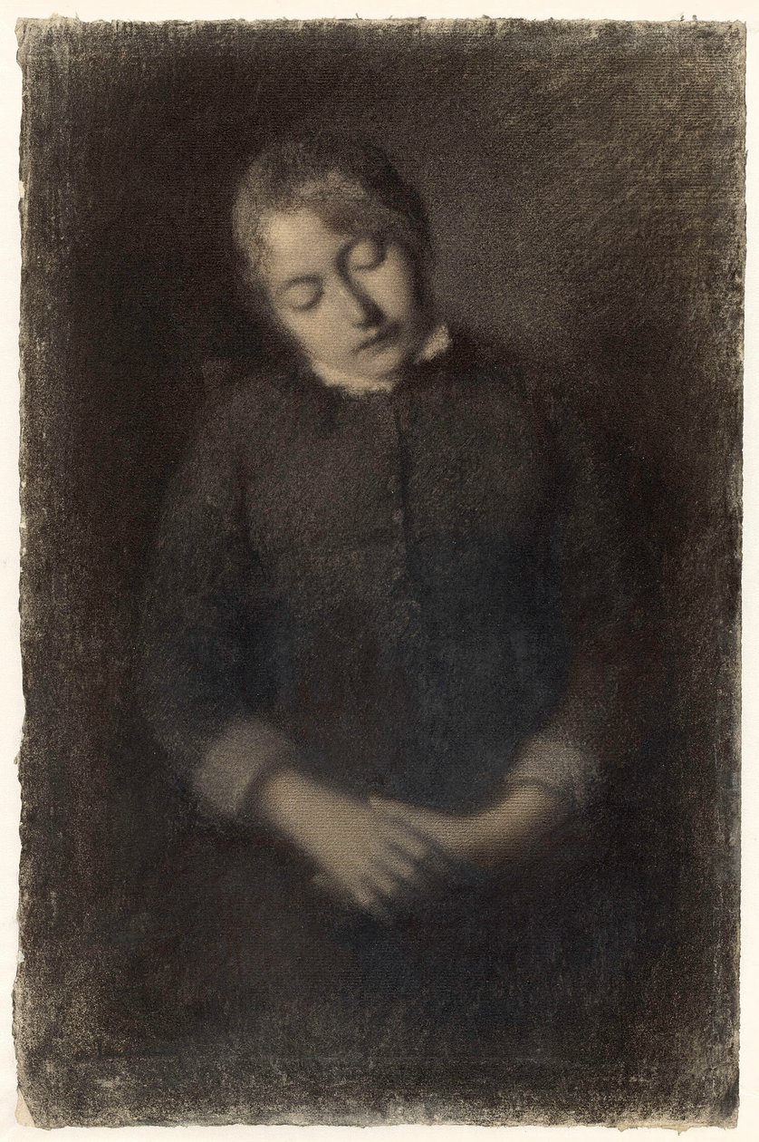 Retrato da mulher do artista a dormir (Marie Guilloux) de Albert Charles Lebourg