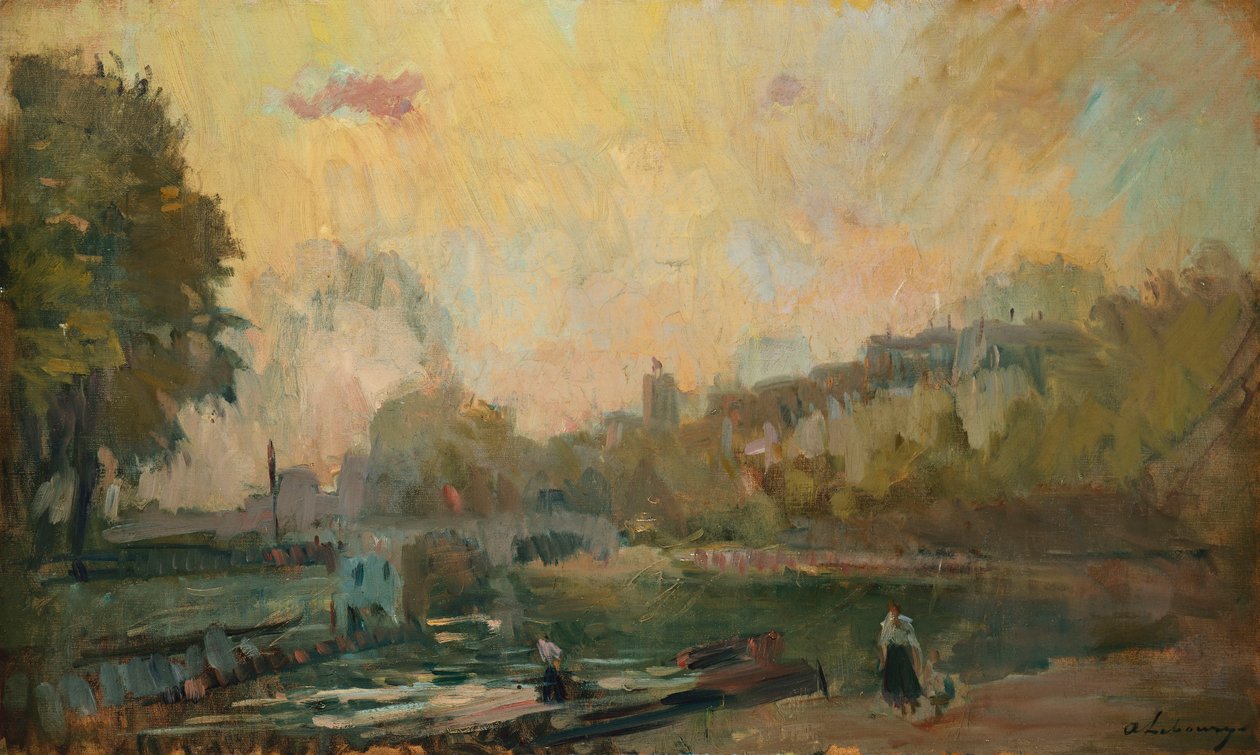 As margens do rio Sena em St. Cloud de Albert Charles Lebourg