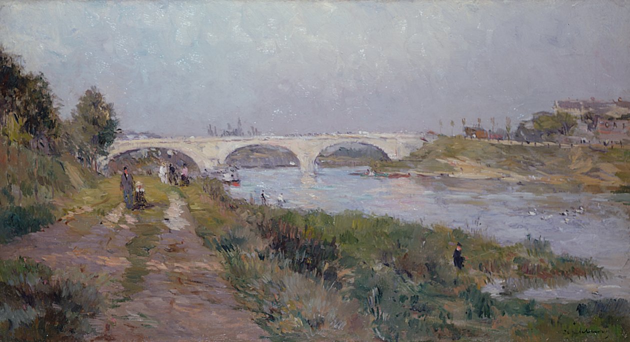 A ponte sobre o marne em charenton de Albert Charles Lebourg