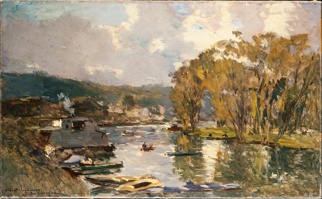 O pequeno ramo do rio Sena em Bas-Meudon em uma noite de outono de 1893 de Albert Charles Lebourg