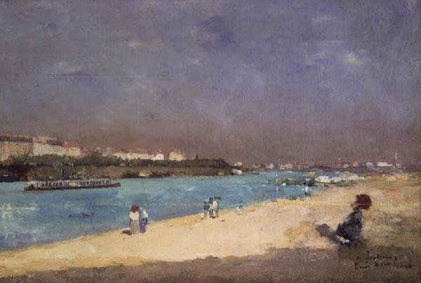 Vista dos arredores de Paris da Pont National, 1882 de Albert Charles Lebourg
