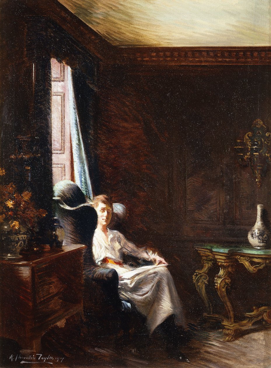Lendo pela janela, 1919 de Albert Chevallier Tayler