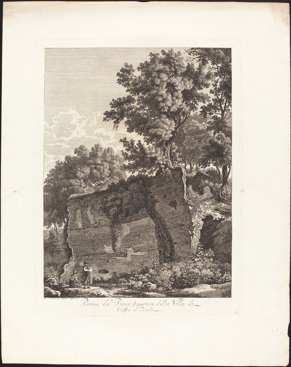 Ruínas do andar superior da Villa di Cassio em Tivoli de Albert Christoph Dies