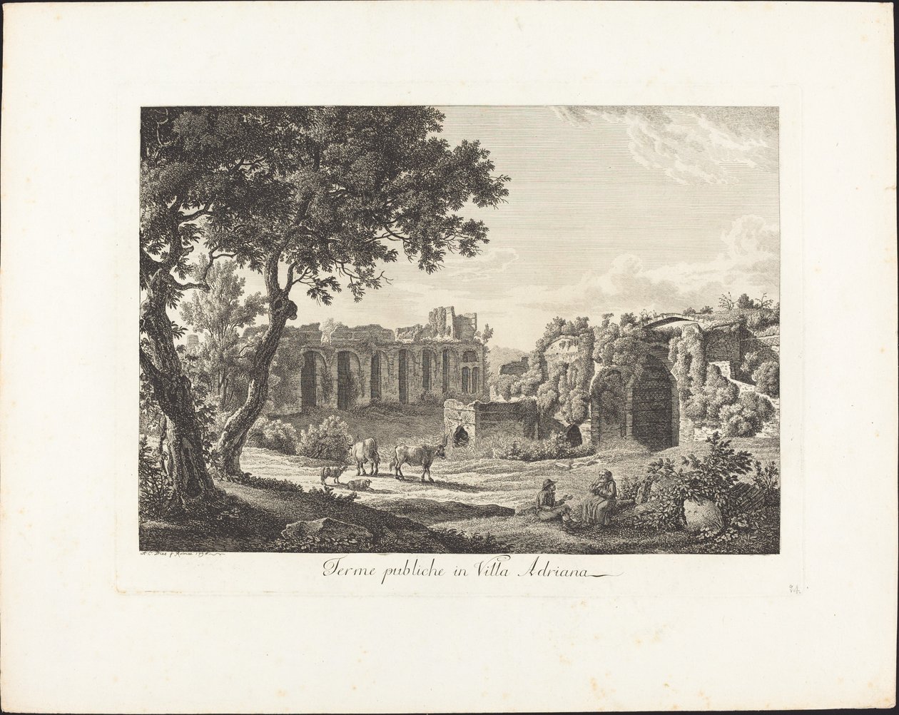 Banhos públicos em Villa Adriana de Albert Christoph Dies