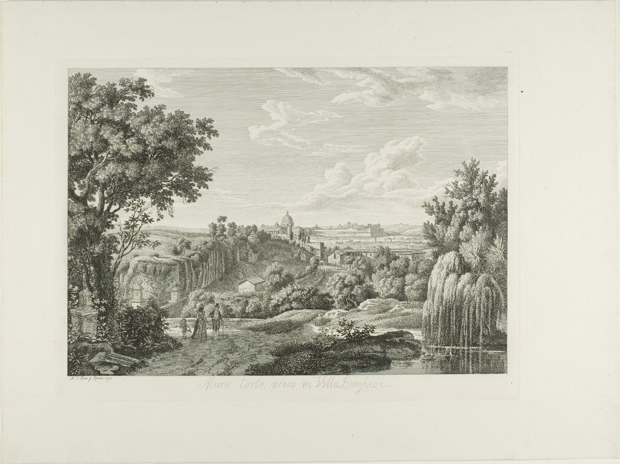 Vista do muro de enrolamento na Villa Borghese de Albert Christoph Dies