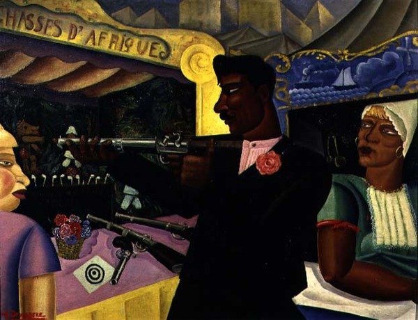 African Shooting, c.1928 (petróleo a bordo) de Albert Droesbeke