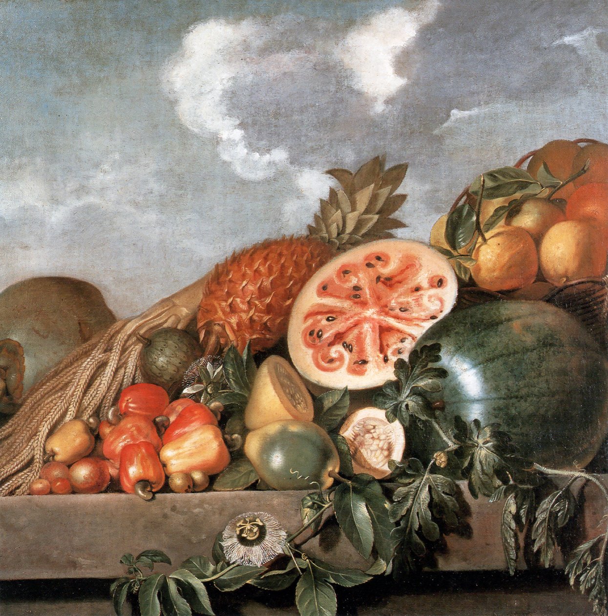 Ananás, melancias e outras frutas (frutas brasileiras) de Albert Eckhout